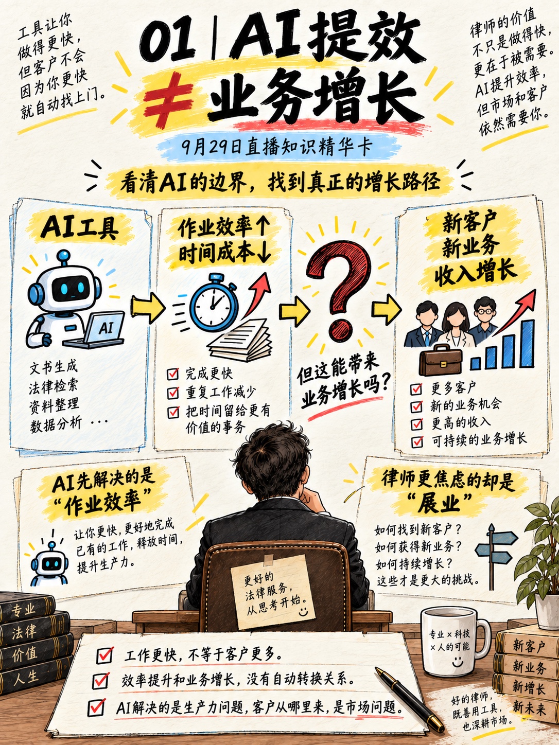 知识图二:AI 提效不等于业务增长,作业效率与展业是两个问题