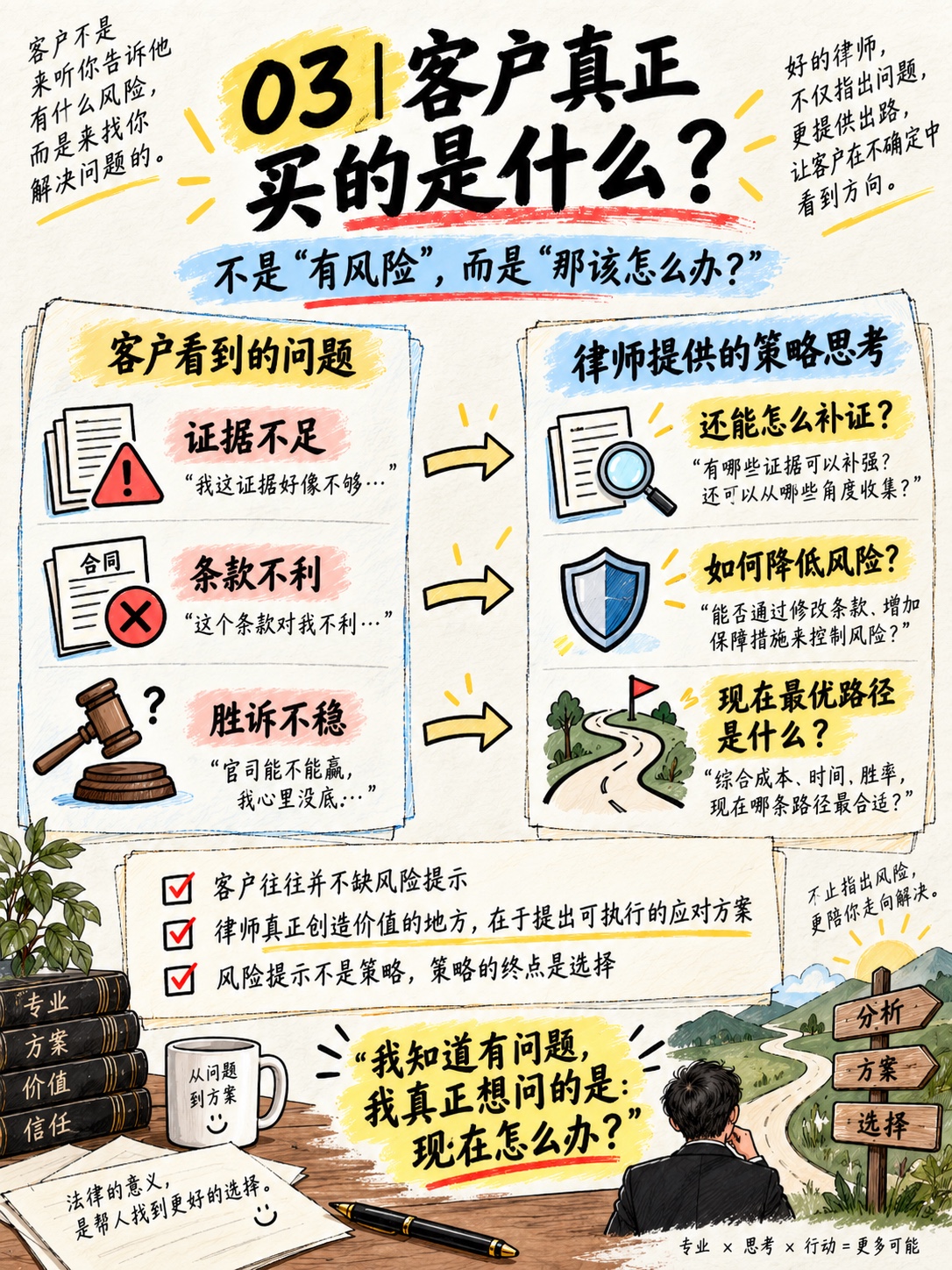 知识图四:客户要的不只是风险提示,而是面对证据、条款与诉讼选择时的应对路径