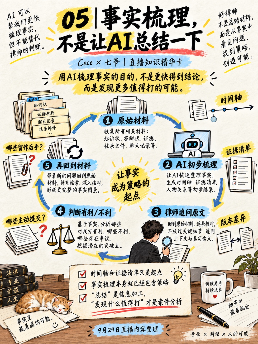 知识图六:事实梳理不只是让 AI 总结,还需要律师追问原文和核对有利不利材料