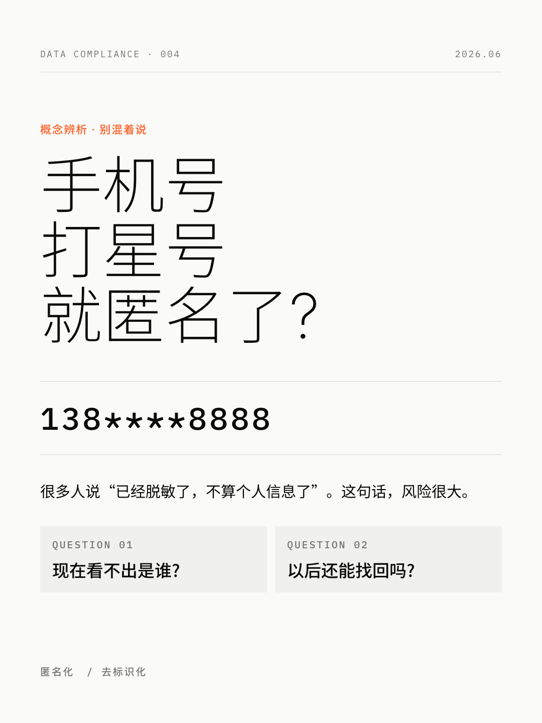 匿名化与去标识化概念辨析小红书卡片
