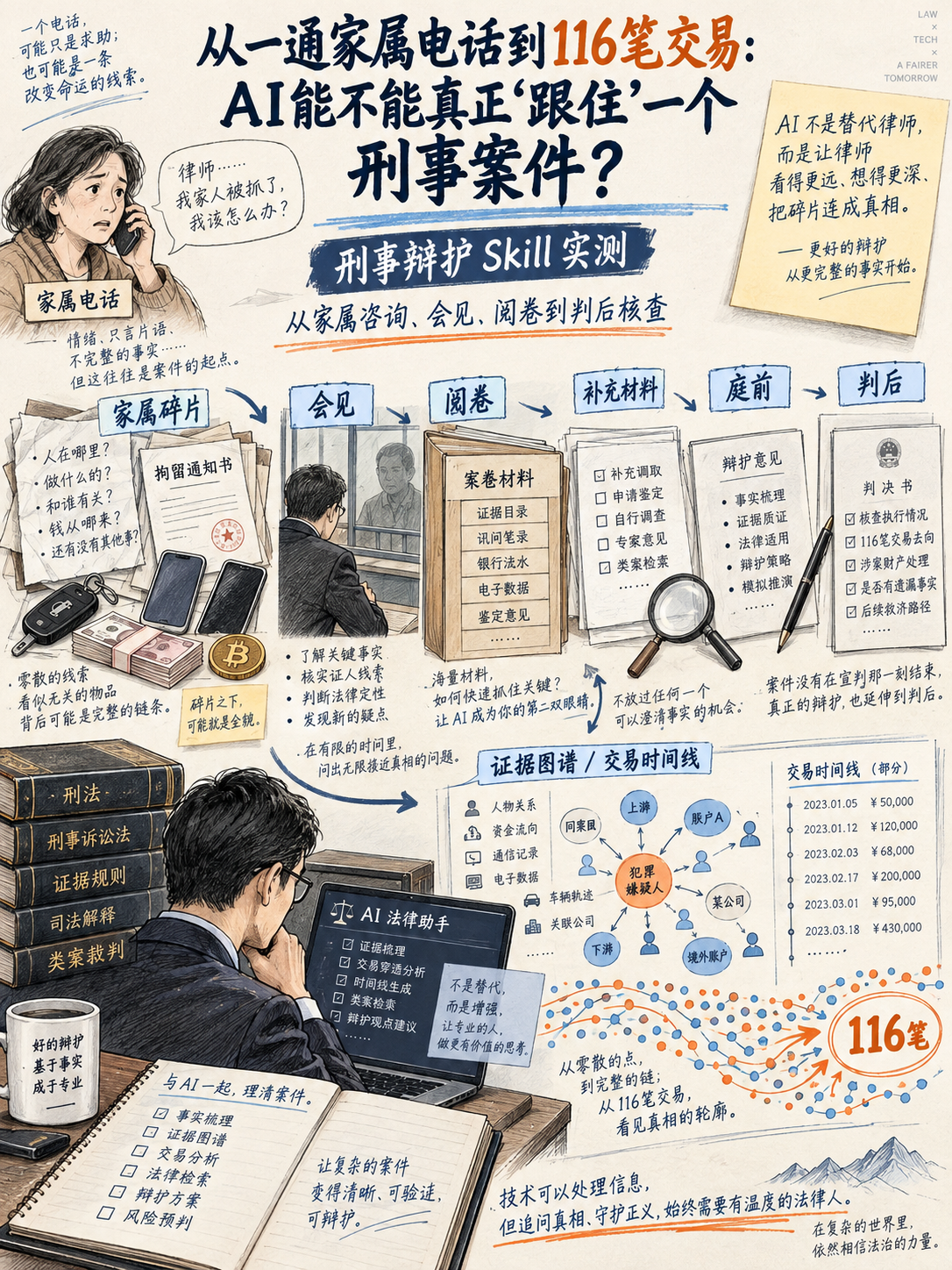 刑事案件办案时间线示意;图中交易日期及金额为演示信息